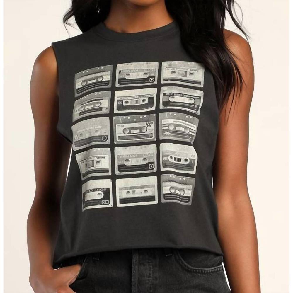 Prince Peter Collection Black Muscle Tee with Cassette Tape Graphic